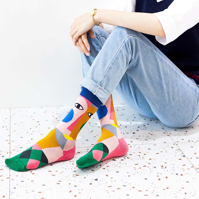 Chaussettes Abstraites À Blocs De Couleurs