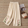 【100% Cotone】Pantaloni Casual Ricamati A Fiori