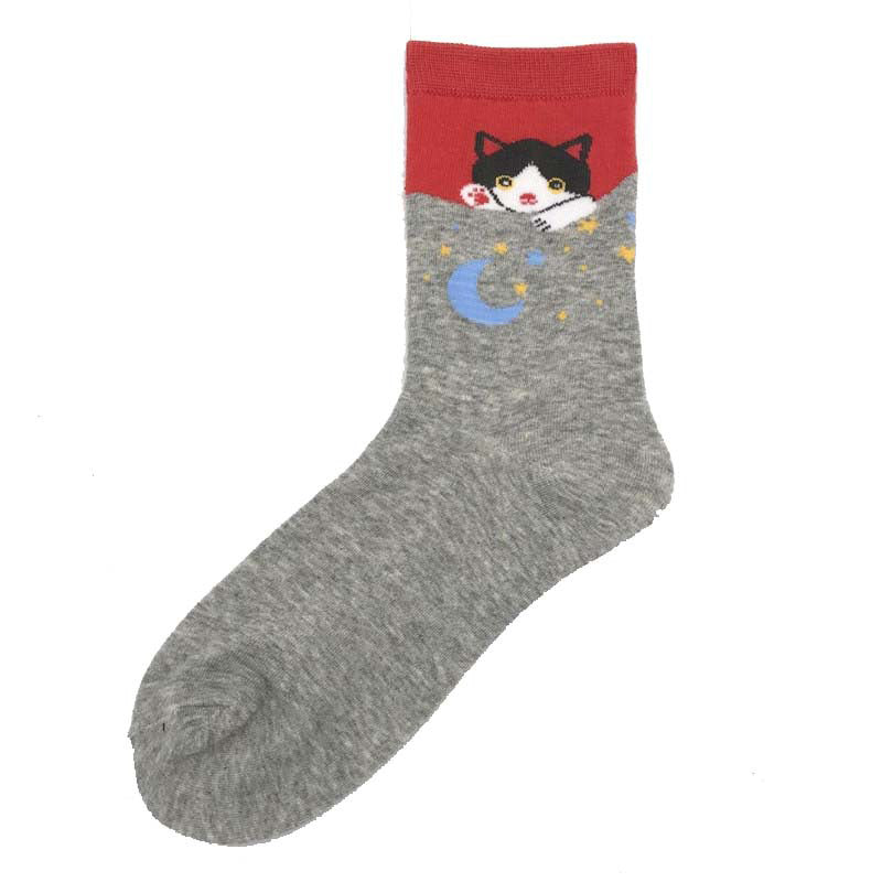 Calcetines Con Estampado De Gatos De Dibujos Animados