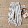 【100% Cotone】Pantaloni Casual Ricamati A Fiori