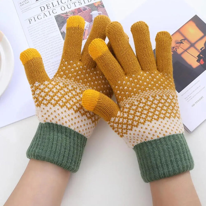Warme Farbblock-Handschuhe