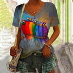 Camiseta Pájaro Abstracto Colorido