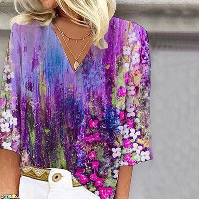 Blusa Con Estampado Floral Degradado