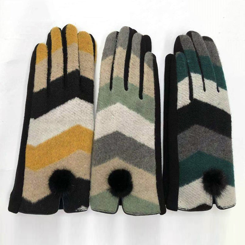 Vintage Gestreepte Warme Handschoenen