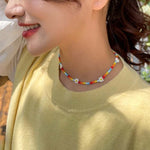 Boho-Blumenperlen-Halskette