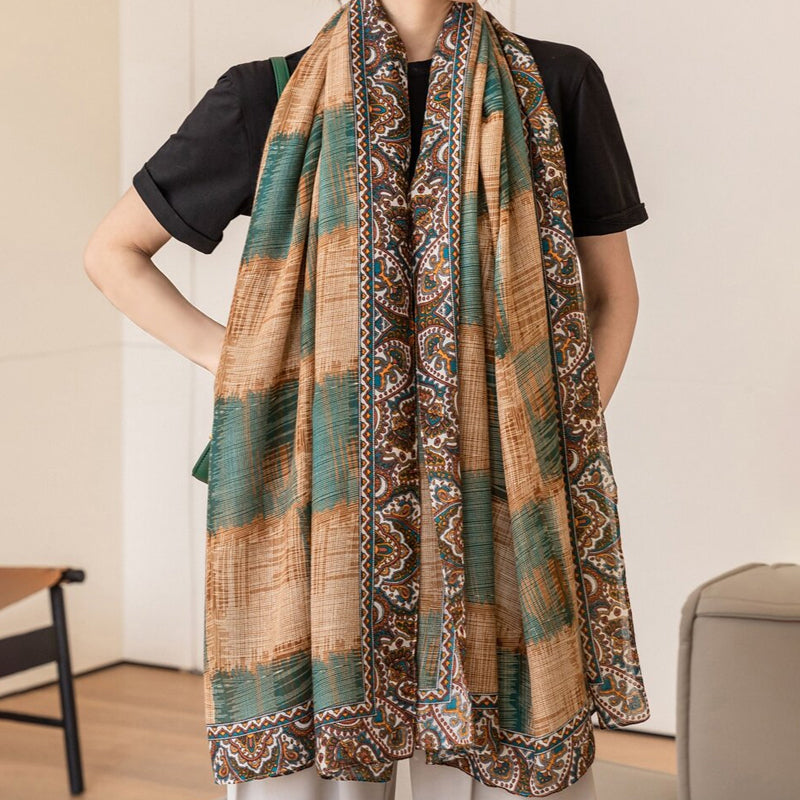 Vintage Etnische Geruite Sjaal