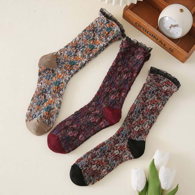 Vintage bloemen Jacquard Socks