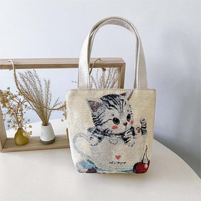 Bolso Casual Con Estampado De Gato