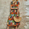 Vintage Ethnisches Kariertes Kleid