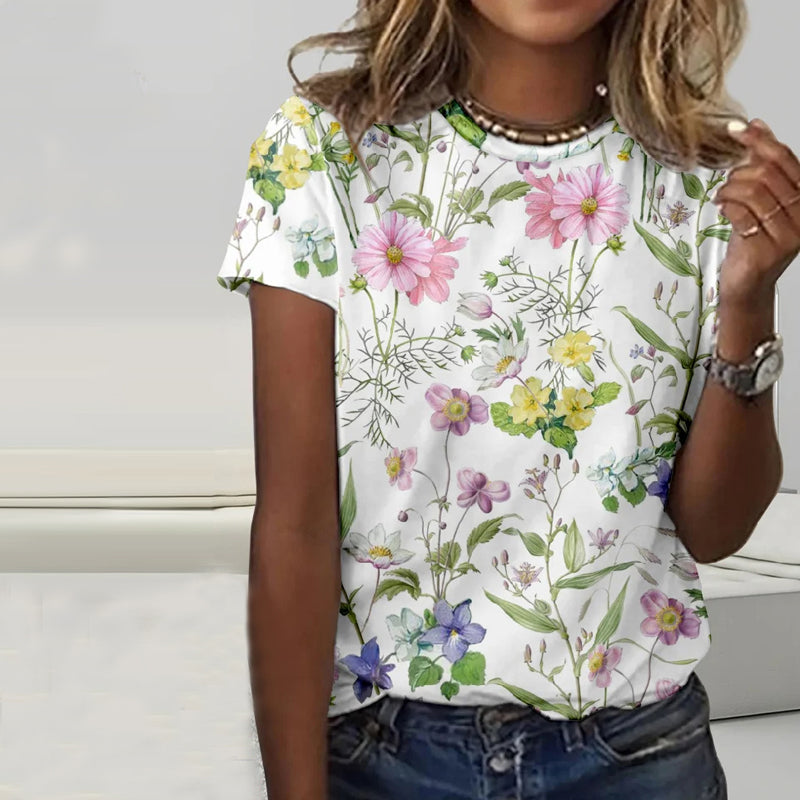 T-Shirt Vintage À Imprimé Floral