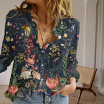Vintage-Bluse Mit Blumendruck