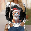 Weihnachts-T-Shirt Mit Katzen-Print