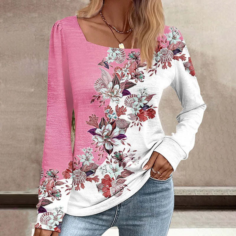 Elegante blusa de impresión floral