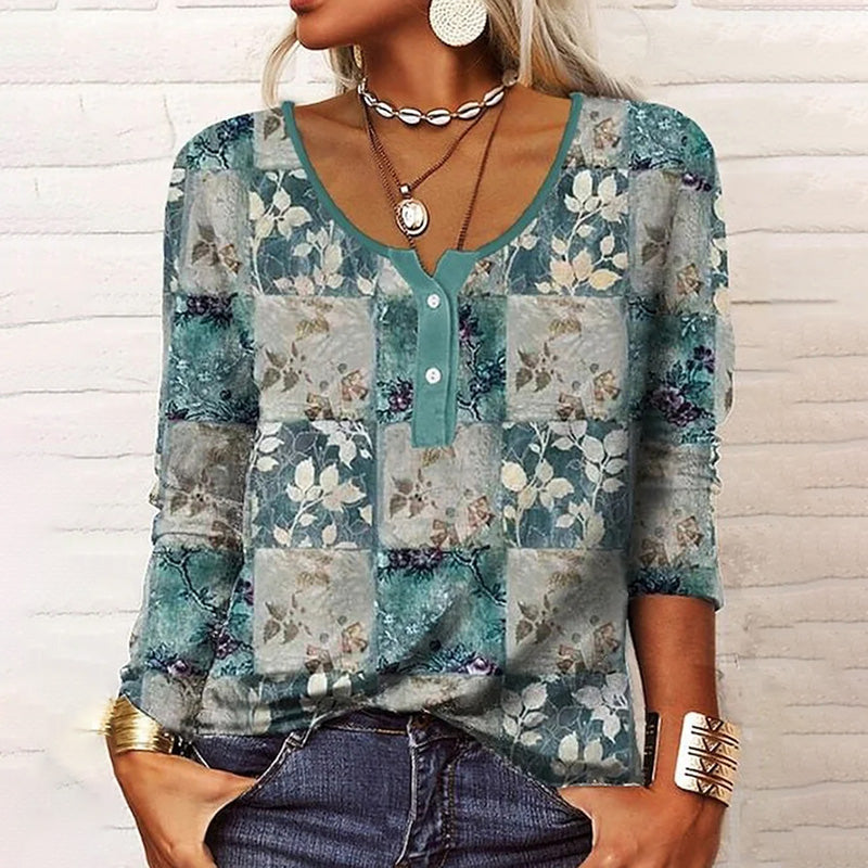 Vintage bladafdruk blouse