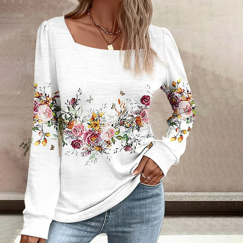 Elegante blusa de impresión floral