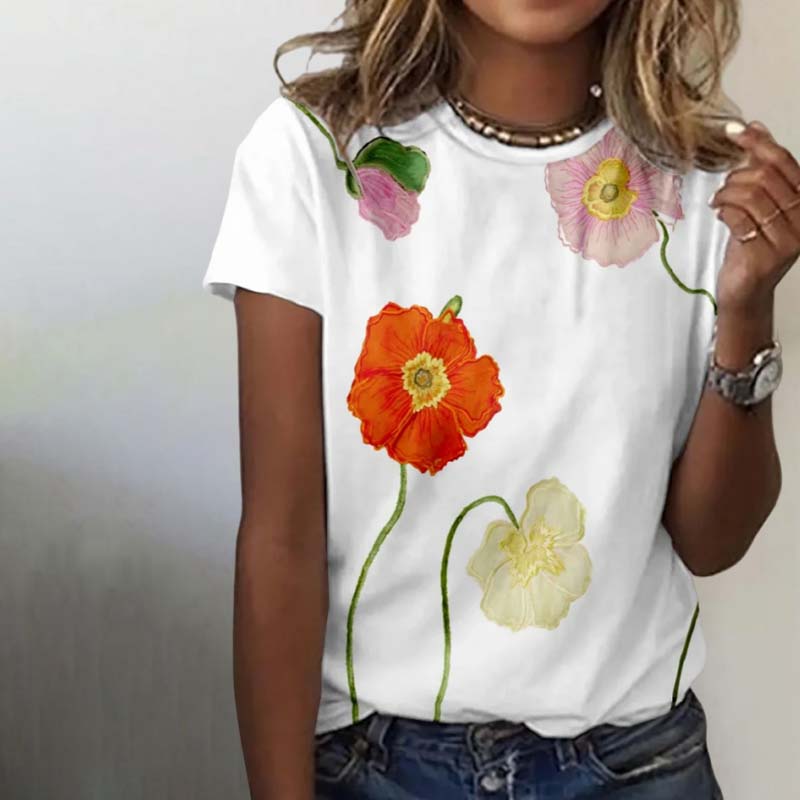 Kukkapainatuspainettu t-paita