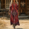 【Manches Longues】Robe À Imprimé Ethnique Vintage