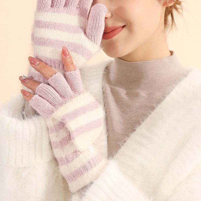 Gestreifte Strickhandschuhe