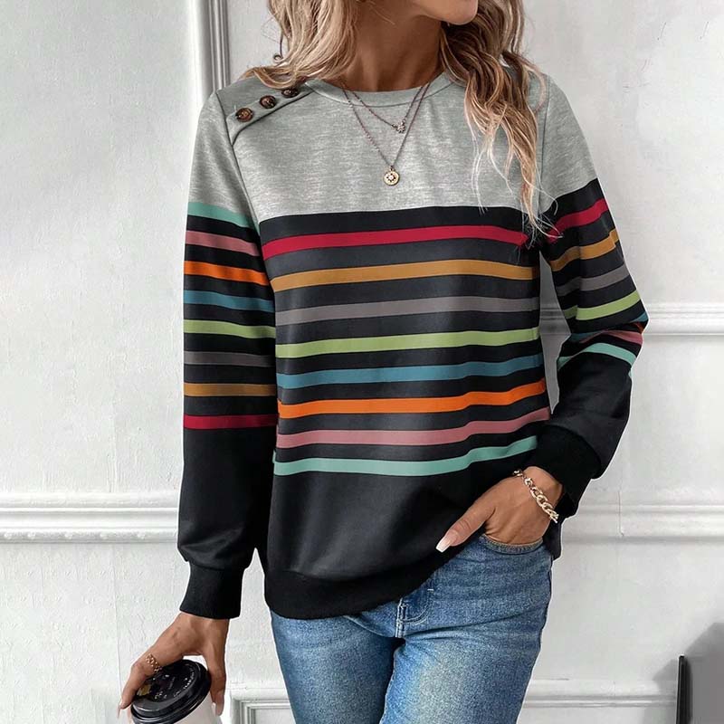 Casual Kleurrijk Gestreept Sweatshirt