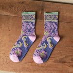 Vintage Blumen -Jacquard -Socken
