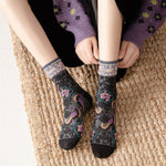 Chaussettes Jacquard Florales Vintage