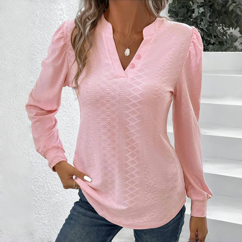 Blouse Décontractée De Couleur Unie