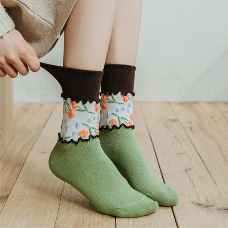 Vintage bloemrijke sokken