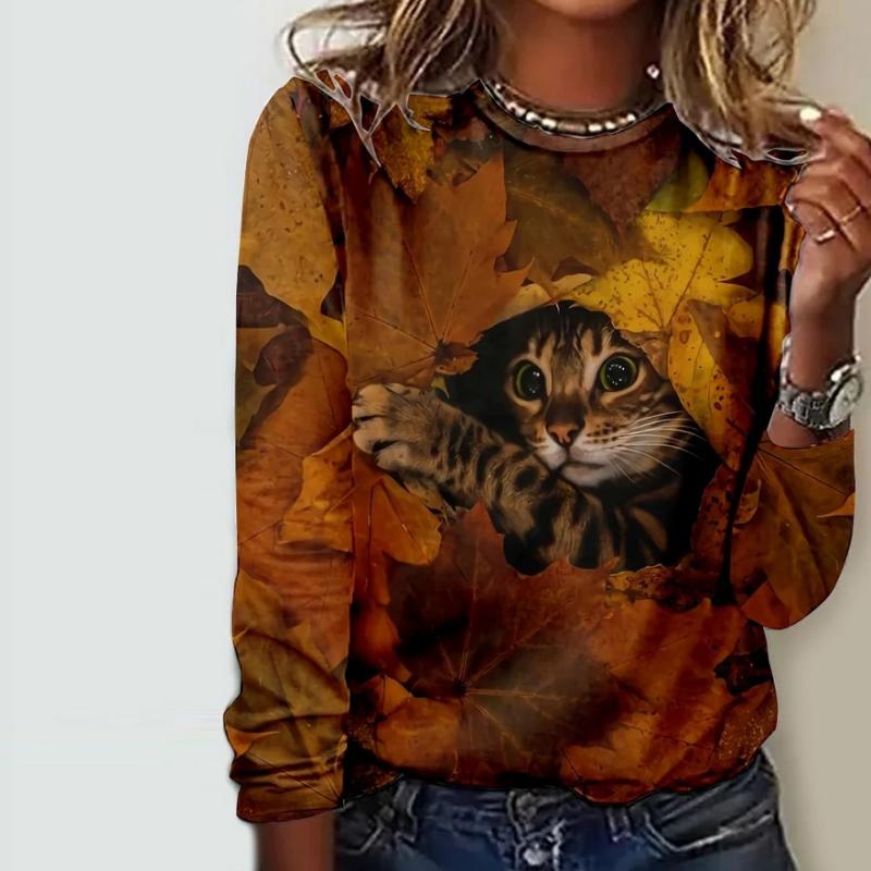 Cat-geprint casual T-shirt