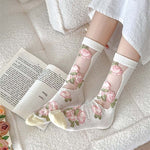 Chaussettes Respirantes En Jacquard Fleuri