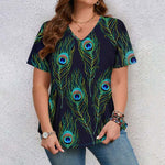 Peacock-höyhen tulostus t-paita