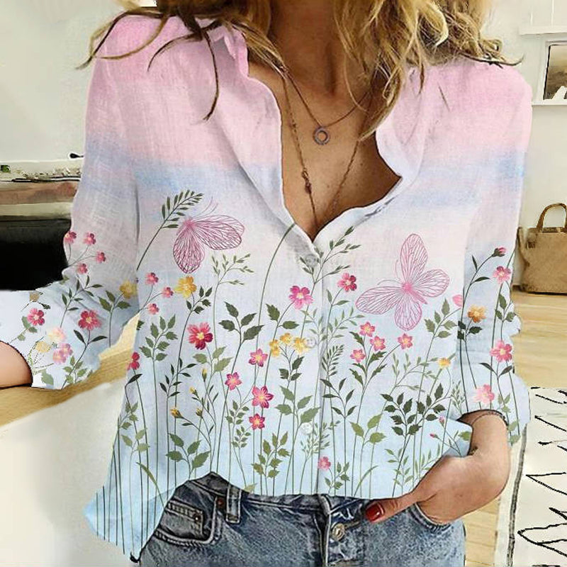 Blouse Met Gradiënt Bloemen