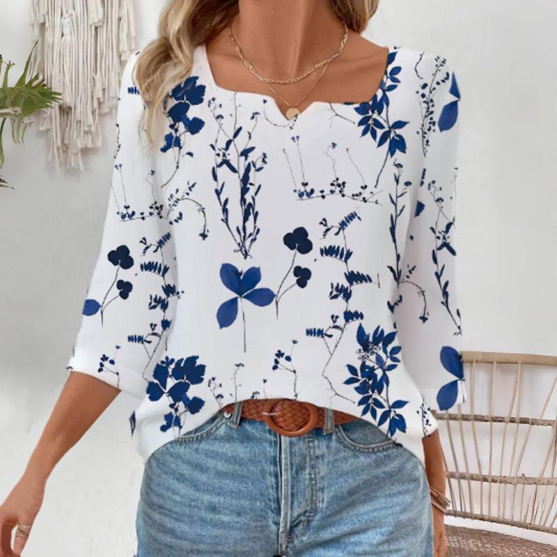 Blusa Casual Con Estampado De Hojas