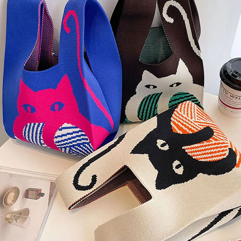 Handtasche mit kreativem Katzenmuster