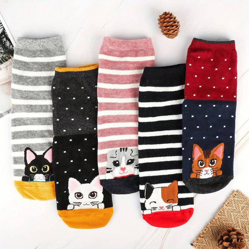 Socken Mit Cartoon-Katzenprint