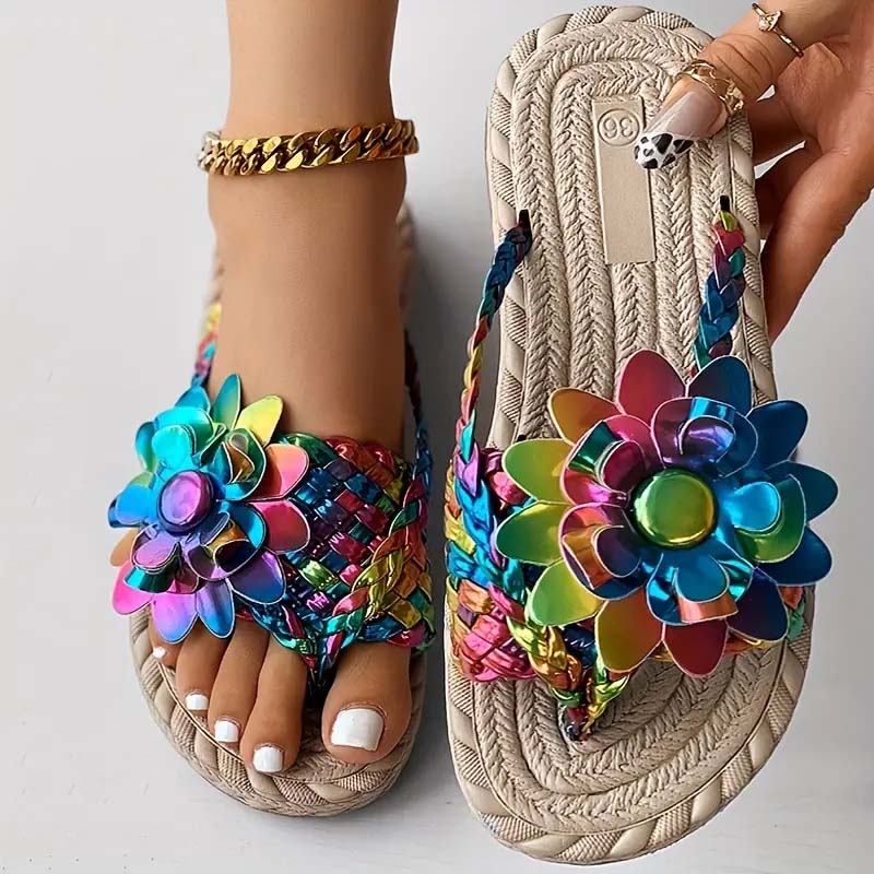 Pantofole Piatte Decorative Floreali 3D