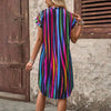 Buntes Vintage-Kleid Mit Streifen