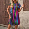 Vintage -mekko värillisillä raidoilla