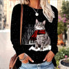 Casual T-Shirt Met Kattenprint