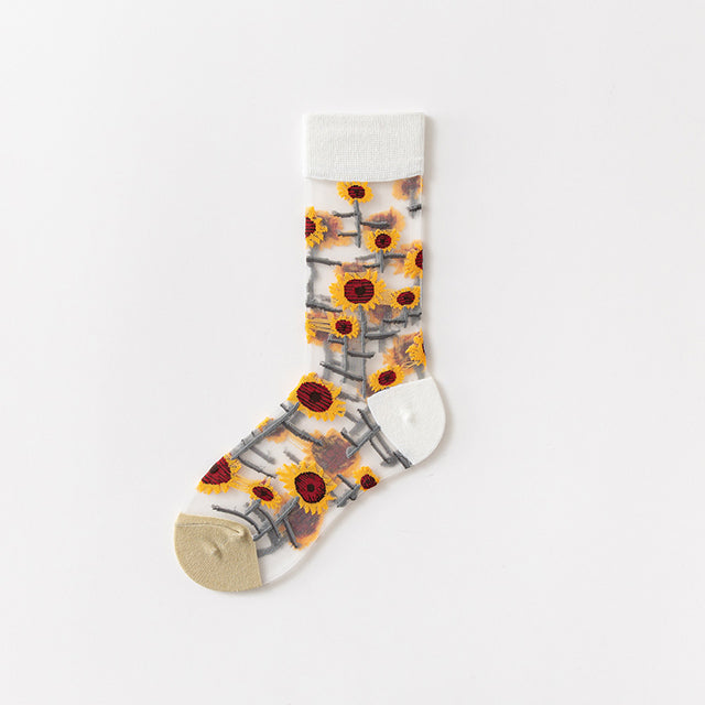 Chaussettes Respirantes En Jacquard Fleuri