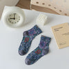 Vintage bloemenjacquard sokken