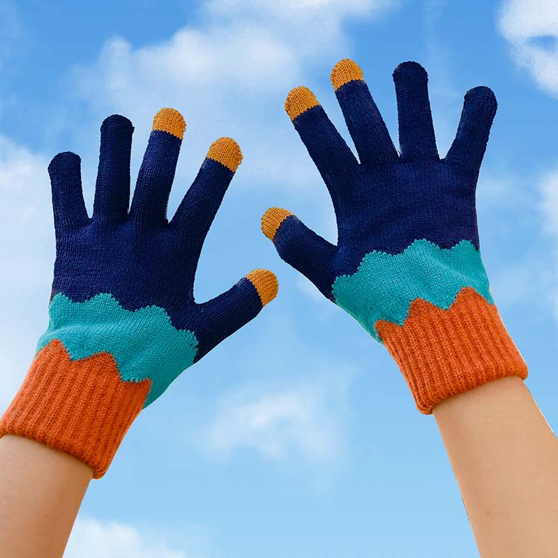 Lässige Colorblock-Handschuhe