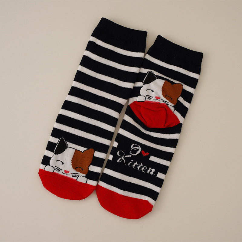 Socken Mit Cartoon-Katzenprint