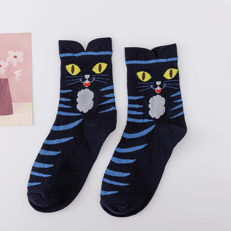 Calcetines Casuales Con Estampado De Gatos