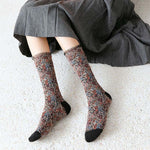 Chaussettes Jacquard Florales Vintage