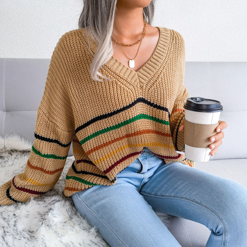 Suéter de tejer a rayas relajadas