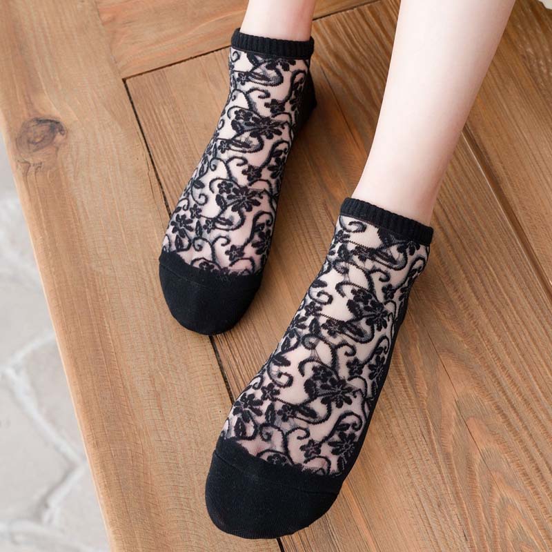 Chaussettes Respirantes En Jacquard Fleuri