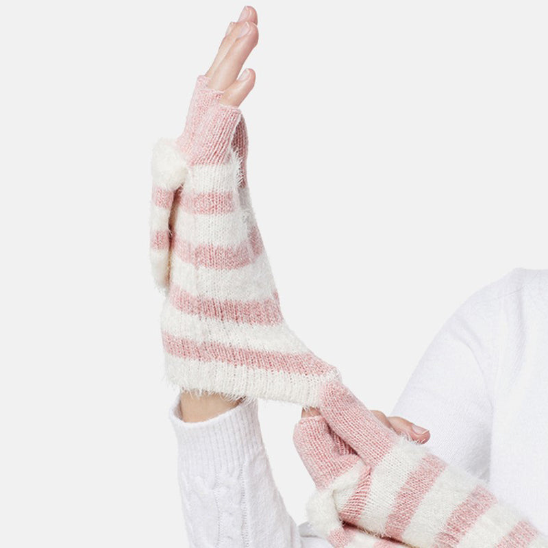 Gestreifte Strickhandschuhe