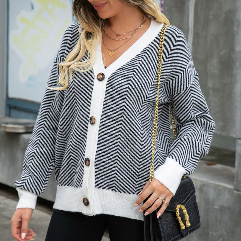 Cardigan A Righe Casual