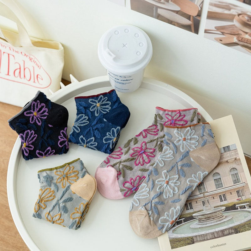 Packung Mit 5 Paar Floralen Jacquard-Socken