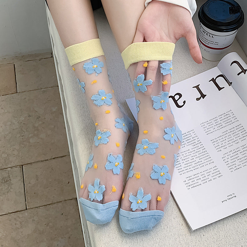 Atmungsaktive Socken Mit Floralem Jacquardmuster